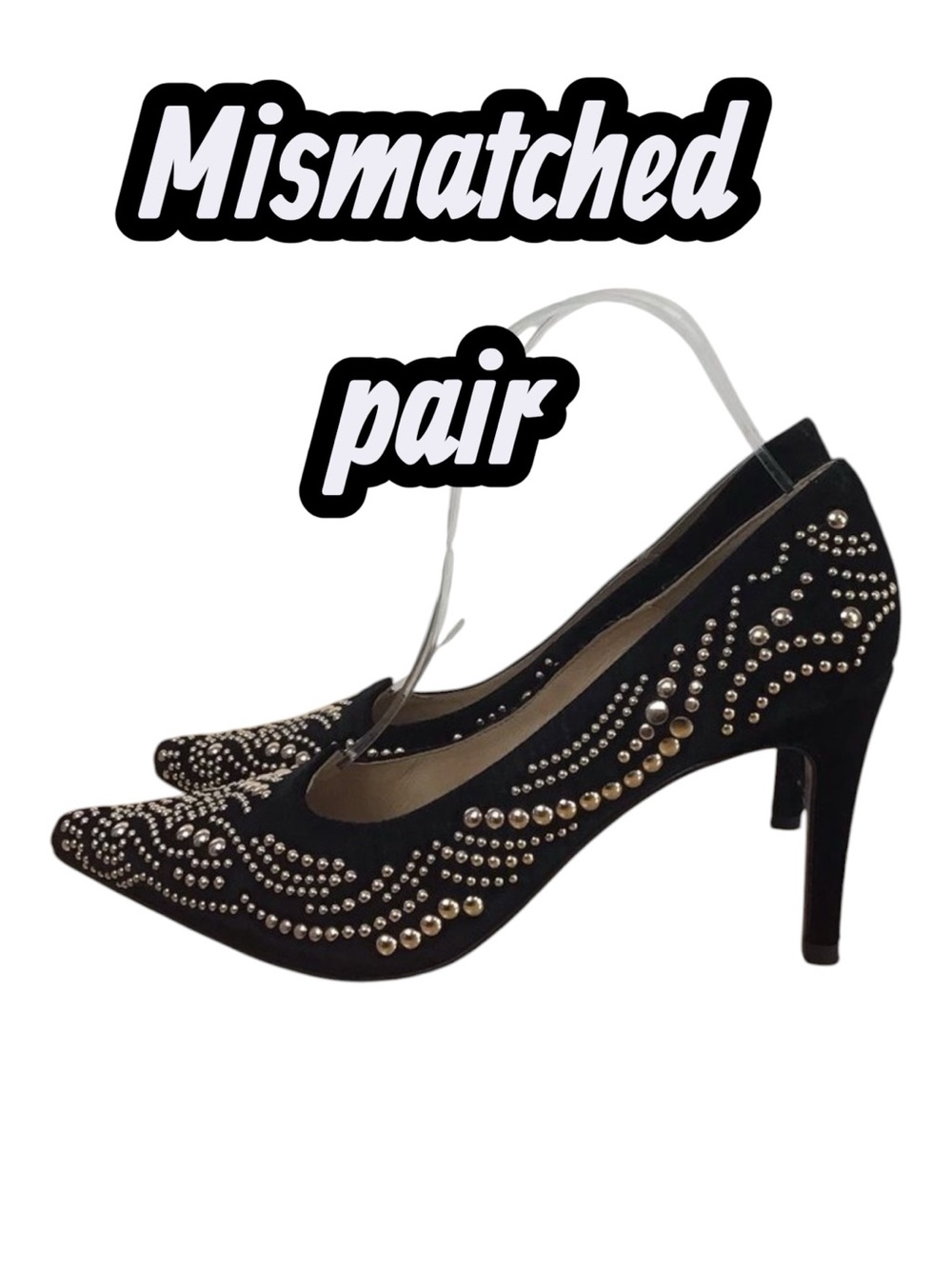 Gino Vaello Spain Studded Velvet Pumps Mismatched EU 39/38 Left 39 Right 38